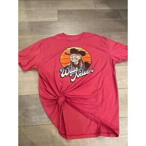 BUCK WEAR WOMENS RED WILLIE NELSON T SHIRT XL